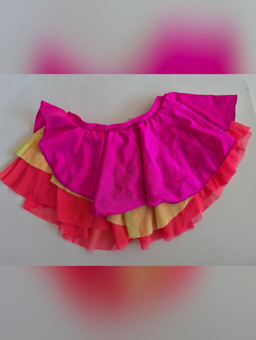 Mondir Skaring Dance Layered Bright Pink Tiered Ruffle Girl 8-10 Skirt  Orange